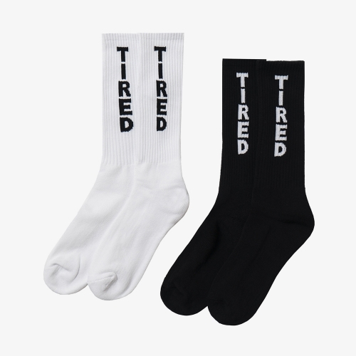 Tired – Socks Pack X 2 – White / Black
