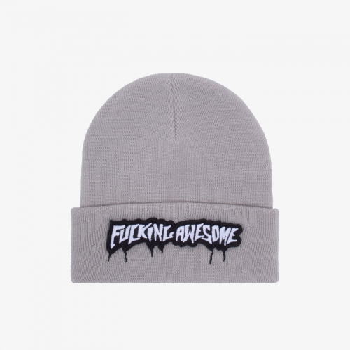Fucking Awesome - Velcro Stamp Cuff Beanie - Grey