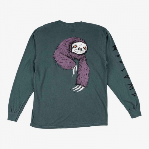Welcome - Sloth Garment-Dyed Long Sleeve Tee -...
