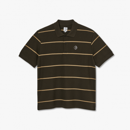 Polar - Stripe Polo Shirt  - Brown