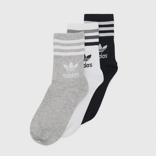 Adidas – Mid Cut Socks – White / Grey / Black