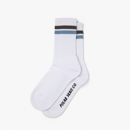 Polar - Stripe Socks - White / Brown / Blue
