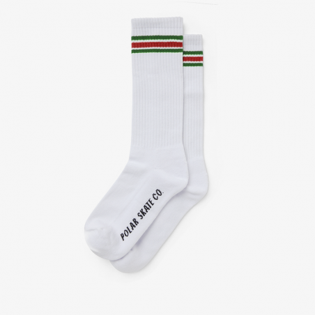 POLAR - Stripe Socks - Long - White/Green/Red
